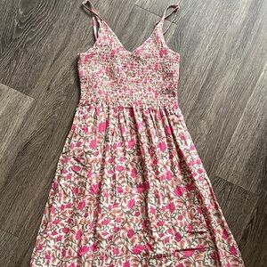Anthropologie Pink and Cream Floral Dress